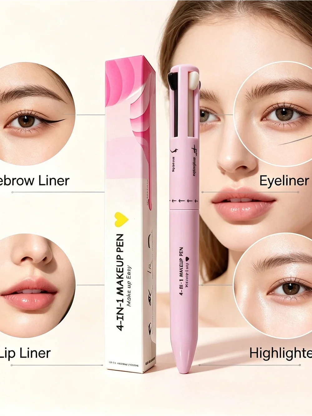 4-in-1 Makeup Pen — Pink Portable Multi-Tool